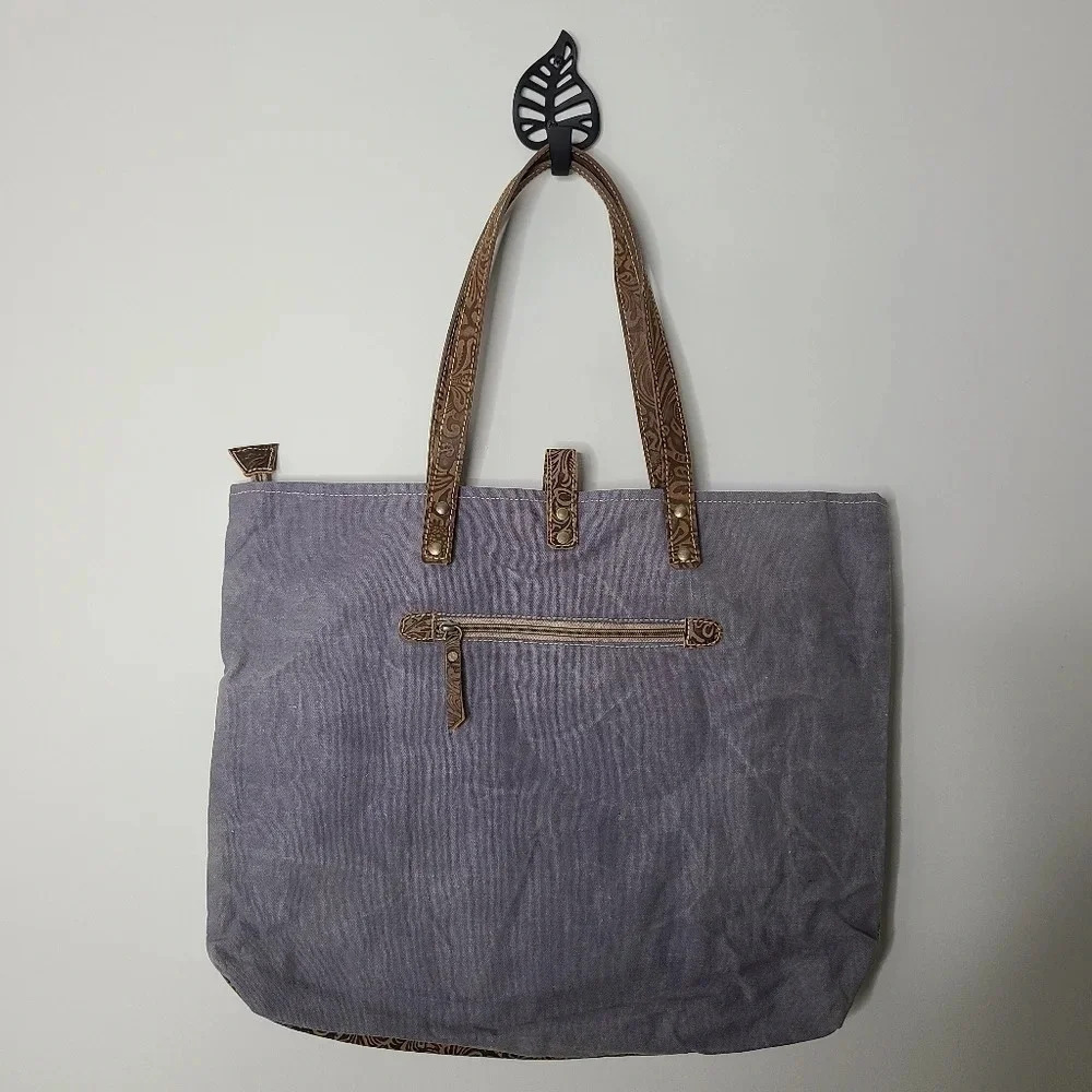 Bhrayna Bag Boho Aztec Canvas Leather Tote Bag New - Picture 3 of 7